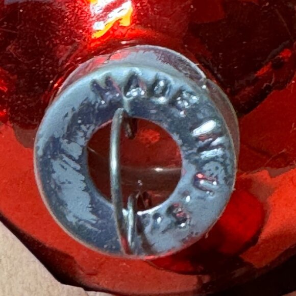 Vintage 1950s Glass Christmas Ornaments Red & Silver Set Of 11 - Picture 4 of 13